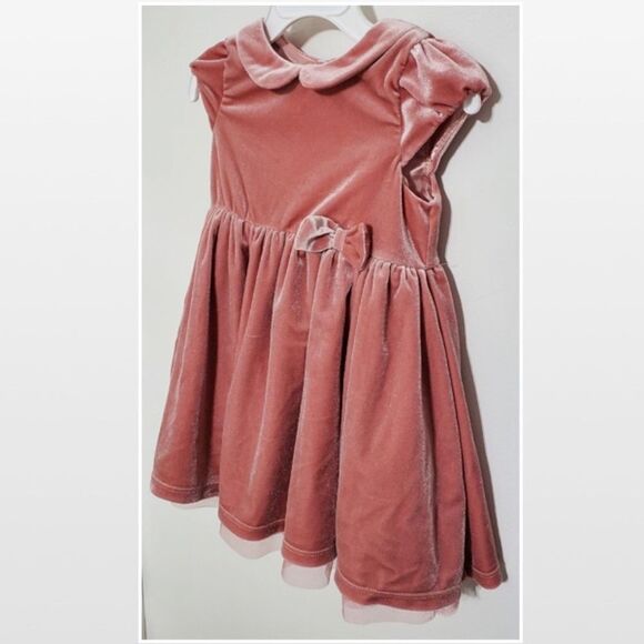 H&M Dress Kid 12-18M Pink Velvet Pleated Bow Tulle - Picture 7 of 16